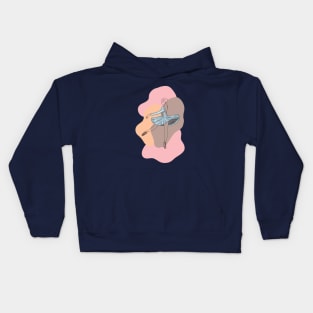 Ballerina in Blue Line Art Kids Hoodie